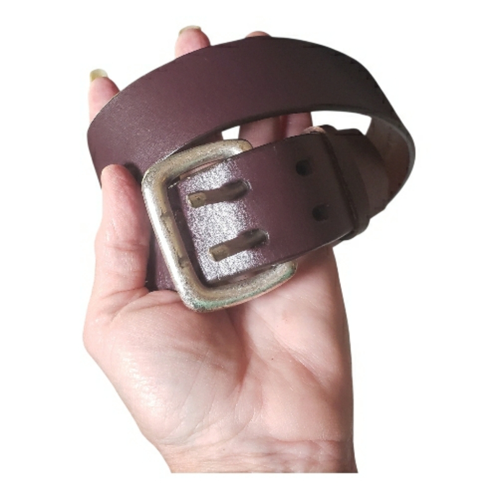 Vintage Relic Brown Leather Two Prong Belt Removable Buckle M Rustic Western